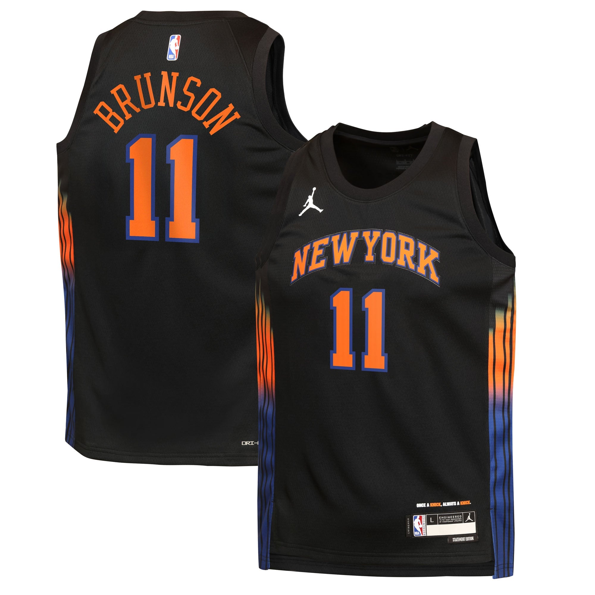 Jalen Brunson New York Knicks Jordan Brand Youth Swingman Jersey - Statement Edition - Black