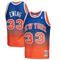 Patrick Ewing New York Knicks Mitchell &amp; Ness 1991/92 Hardwood Classics Fadeaway Swingman Player Jersey - Orange/Royal