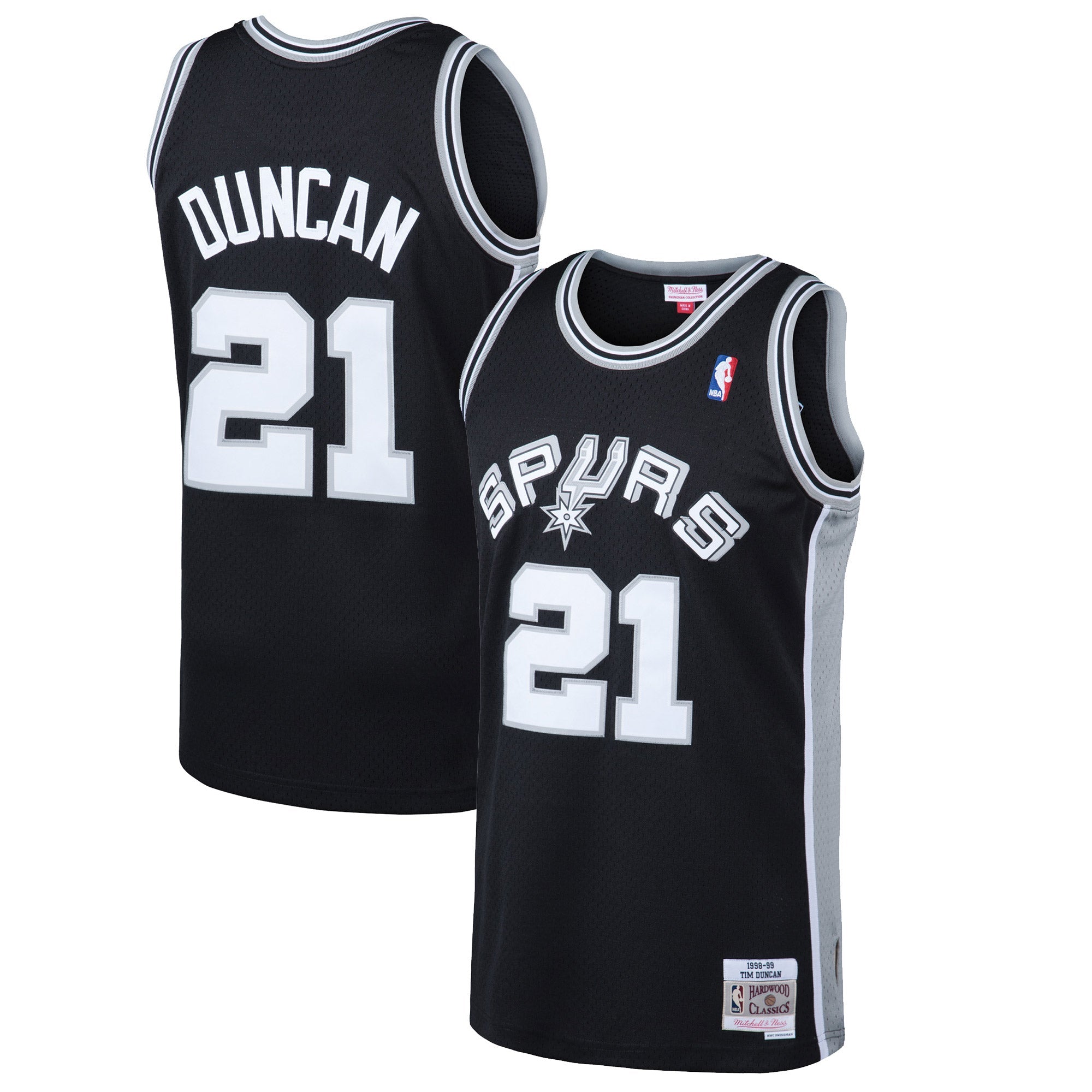 Tim Duncan San Antonio Spurs Mitchell &amp; Ness 1998/99 Hardwood Classics Swingman Jersey - Black