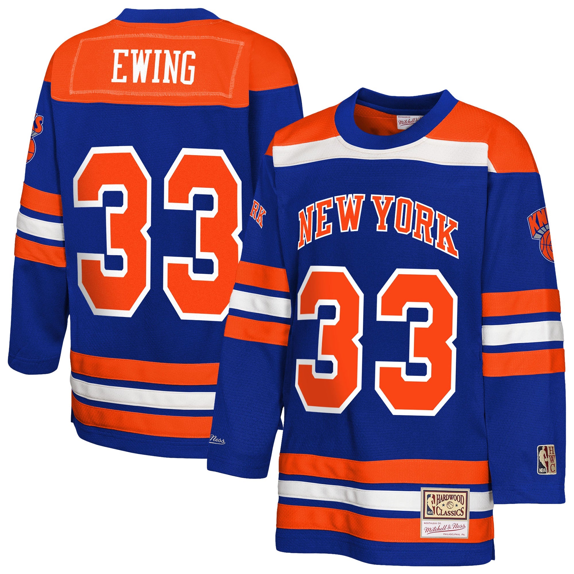 Patrick Ewing New York Knicks Mitchell &amp; Ness Youth Maxxed Out 2.0 Fashion Hockey Jersey - Blue
