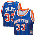 Patrick Ewing New York Knicks Mitchell &amp; Ness x DANNIJO Women's Fashion Cropped Basketball Jersey - Royal