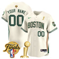 Boston Celtics 2024 Final & Champions Patch Baseball Custom Jersey - All Stitched - Men, 23/24 City