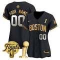 Boston Celtics 2024 Final & Champions Patch Baseball Custom Jersey - All Stitched - Women, Black Gold