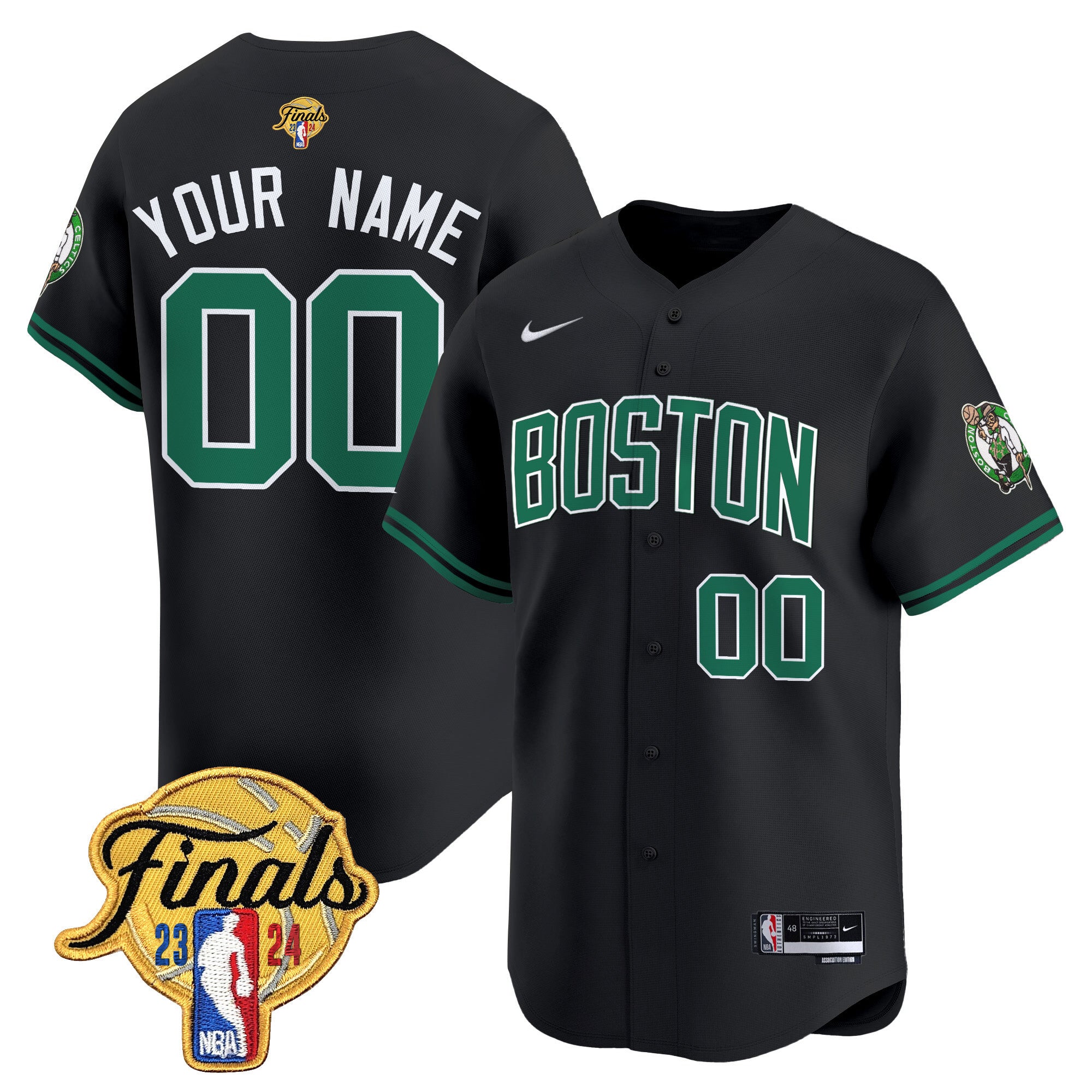 Boston Celtics 2024 Finals Patch Swingman Custom Jersey V2 - All Stitched - Men, Statement