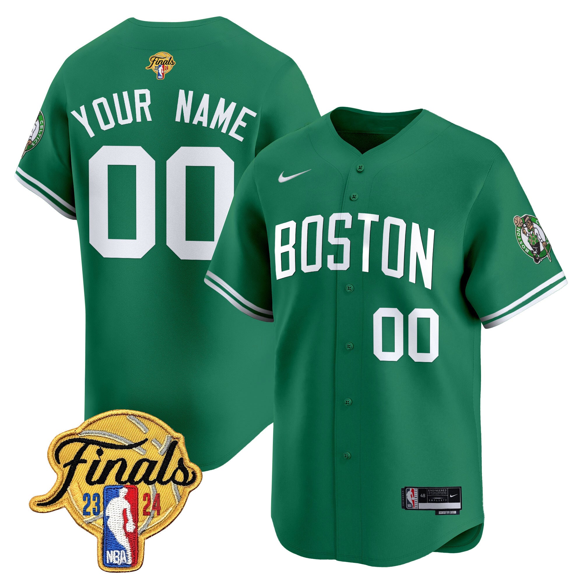 Boston Celtics 2024 Finals Patch Swingman Custom Jersey V2 - All Stitched - Men, Icon