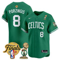 Men's Boston Celtics 2024 Final & Champions Patch Baseball Jersey V2 - All Stitched - Icon, Kristaps Porzingis