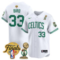 Men's Boston Celtics 2024 Final & Champions Patch Baseball Jersey V2 - All Stitched - Association, Larry Bird