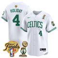 Men's Boston Celtics 2024 Final & Champions Patch Baseball Jersey V2 - All Stitched - Association, Jrue Holiday