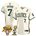 Men's Boston Celtics 2024 Final & Champions Patch Baseball Jersey V2 - All Stitched - 23/24 City, Jaylen Brown