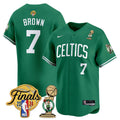 Men's Boston Celtics 2024 Final & Champions Patch Baseball Jersey V2 - All Stitched - Icon, Jaylen Brown
