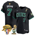 Men's Boston Celtics 2024 Final & Champions Patch Baseball Jersey V2 - All Stitched - Statement, Jaylen Brown