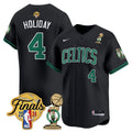 Men's Boston Celtics 2024 Final & Champions Patch Baseball Jersey V2 - All Stitched - Statement, Jrue Holiday