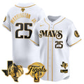 Men's Dallas Mavericks 2024 Finals & Texas Patch Baseball Jersey - All Stitched - White Gold, P.J. Washington