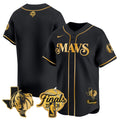 Men's Dallas Mavericks 2024 Finals & Texas Patch Baseball Jersey - All Stitched - Black Gold, Team