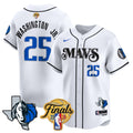 Men's Dallas Mavericks 2024 Finals & Texas Patch Baseball Jersey - All Stitched - White, P.J. Washington