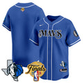 Men's Dallas Mavericks 2024 Finals & Texas Patch Baseball Jersey - All Stitched - Blue, Team