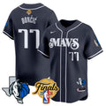 Men's Dallas Mavericks 2024 Finals & Texas Patch Baseball Jersey - All Stitched - Navy, Luka Dončić