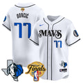 Men's Dallas Mavericks 2024 Finals & Texas Patch Baseball Jersey - All Stitched - White, Luka Dončić