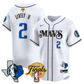Men's Dallas Mavericks 2024 Finals & Texas Patch Baseball Jersey - All Stitched - White, Dereck Lively II