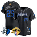 Men's Dallas Mavericks 2024 Finals & Texas Patch Baseball Jersey - All Stitched - Black, P.J. Washington