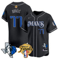 Men's Dallas Mavericks 2024 Finals & Texas Patch Baseball Jersey - All Stitched - Black, Luka Dončić