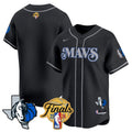 Men's Dallas Mavericks 2024 Finals & Texas Patch Baseball Jersey - All Stitched - Black, Team