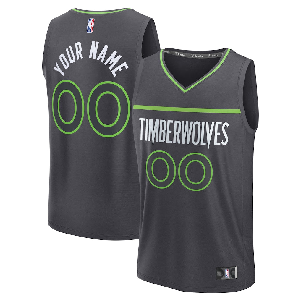 Minnesota Timberwolves Fanatics Fastbreak Custom Jersey - Statement Edition - Anthracite