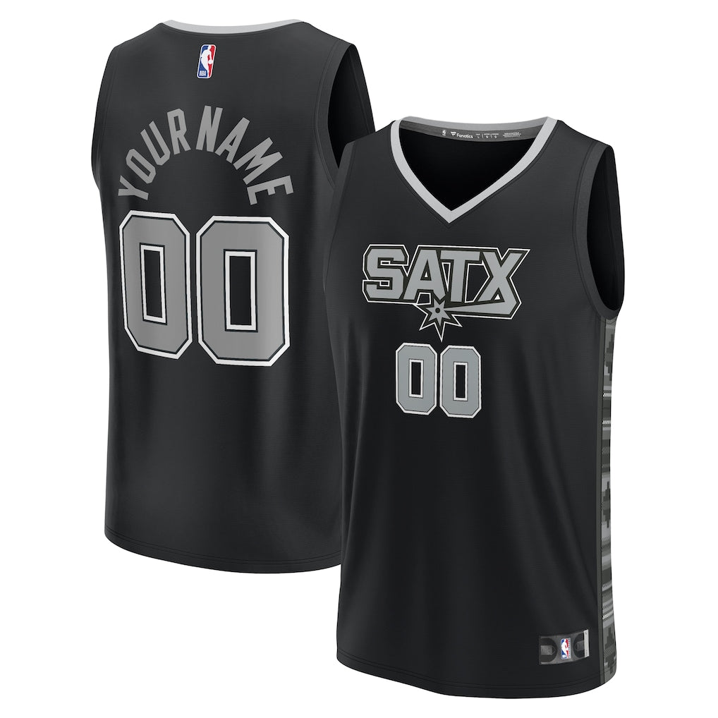San Antonio Spurs Fanatics Fast Break Custom Jersey - Black - Statement Edition