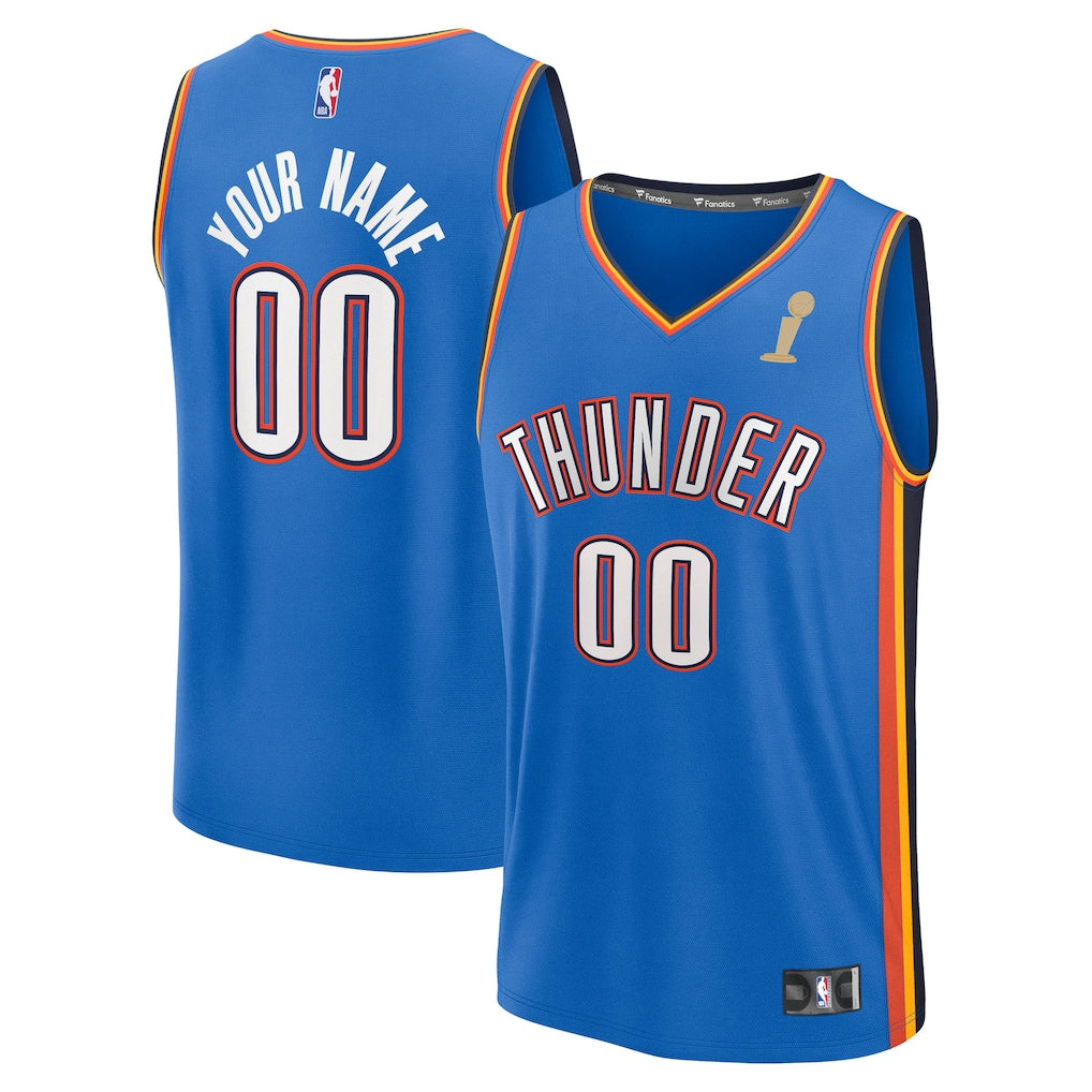 Oklahoma City Thunder Fanatics 2025 NBA Finals Champions Fast Break Custom Jersey - Blue - Icon Edition