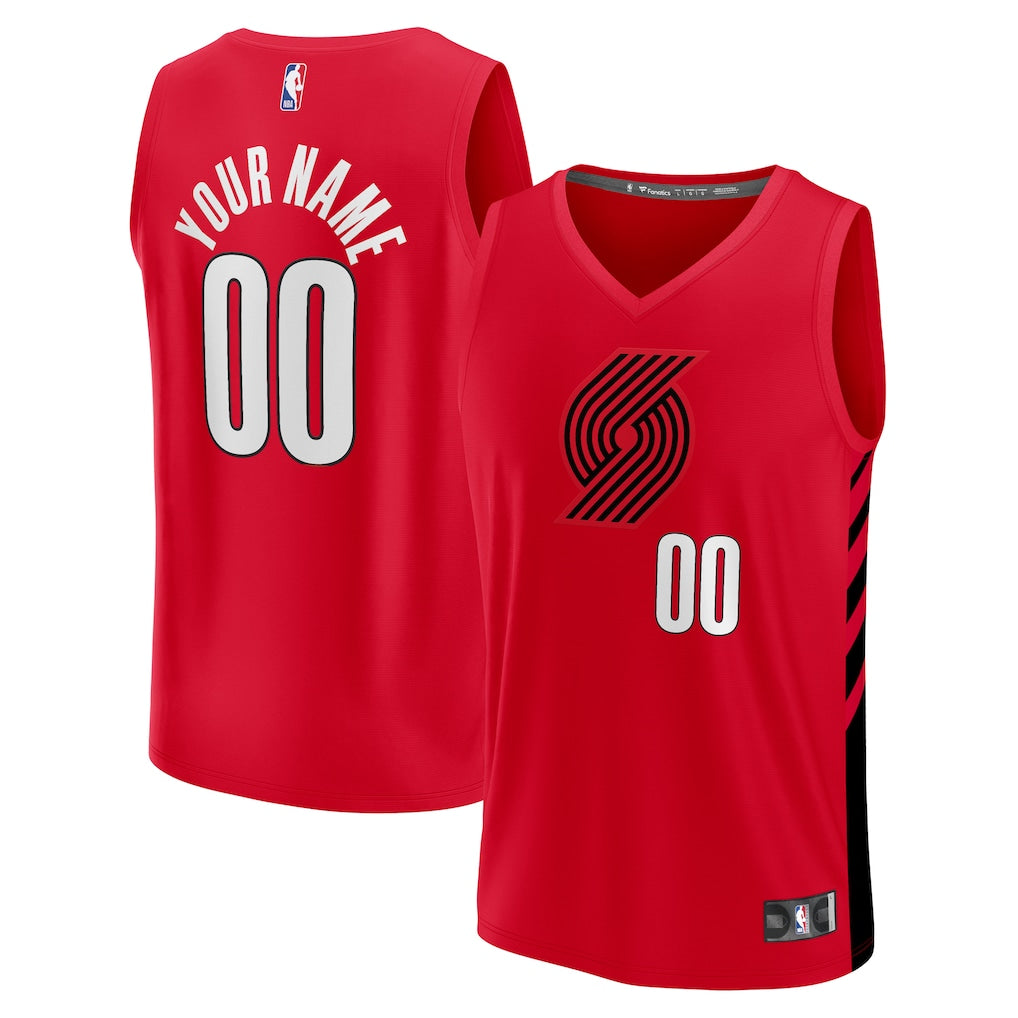 Portland Trail Blazers Fanatics Fast Break Custom Jersey - Red - Statement Edition