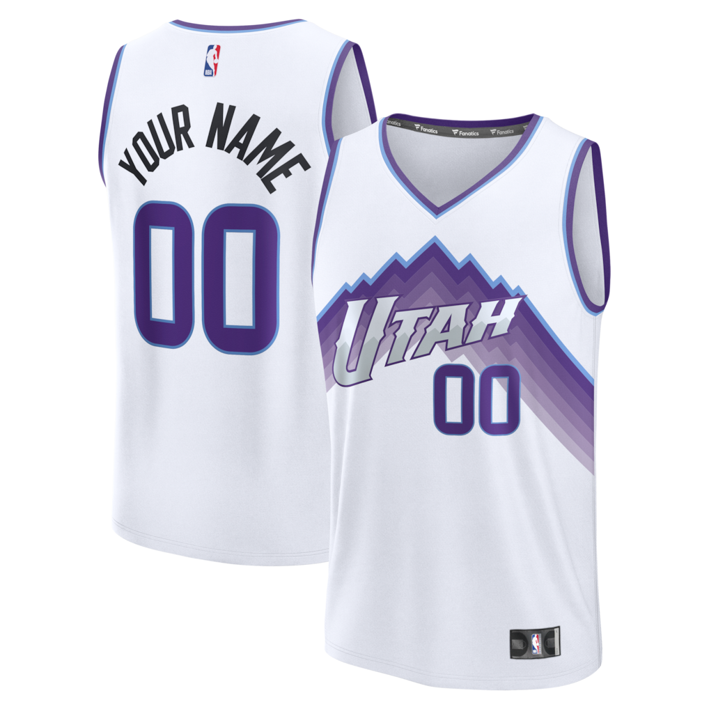 Utah Jazz Fanatics Fast Break Custom Jersey - White - Association Edition
