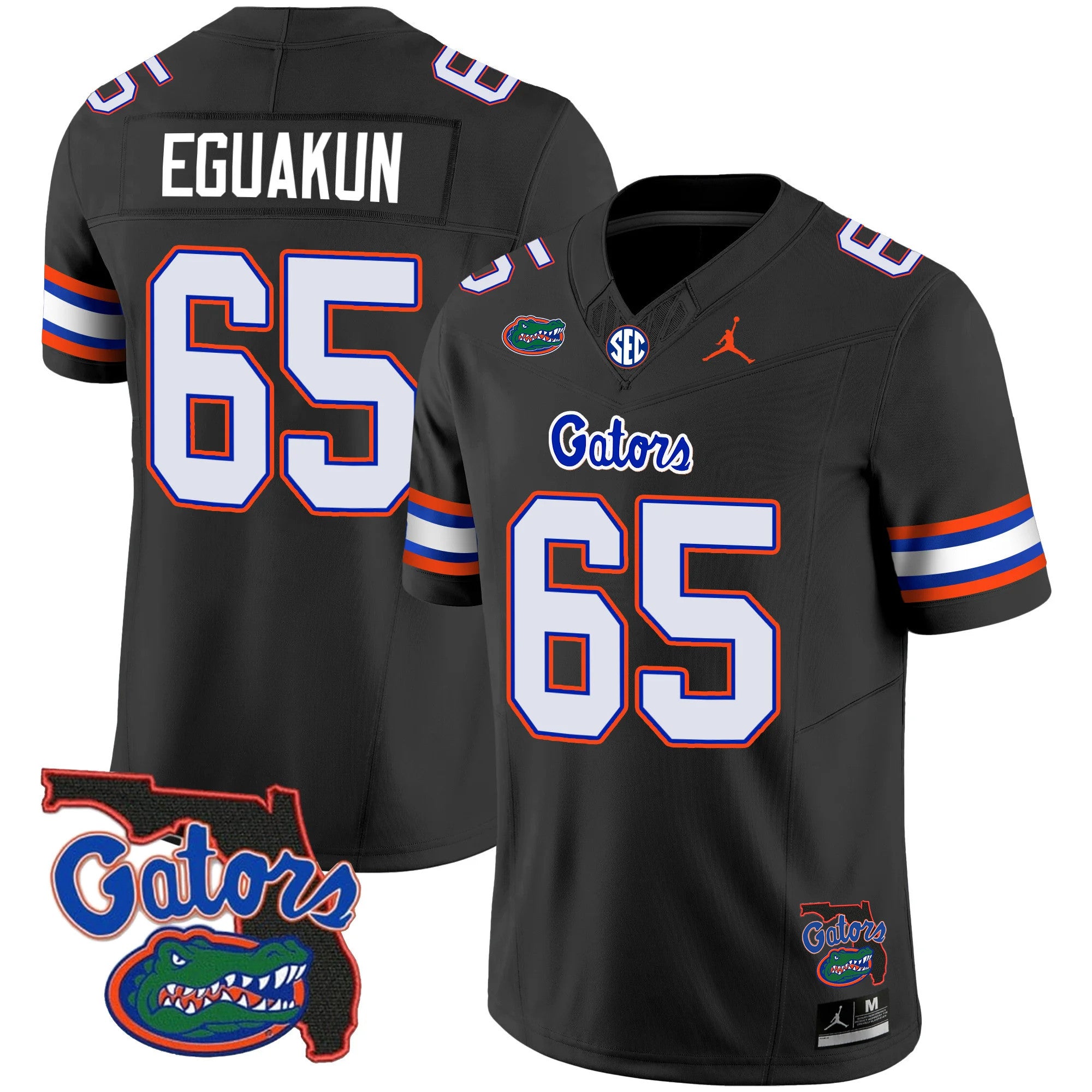 Men's Florida Gators 2023 Vapor Limited Jersey - Florida Map - All Stitched - Black, Kingsley Eguakun