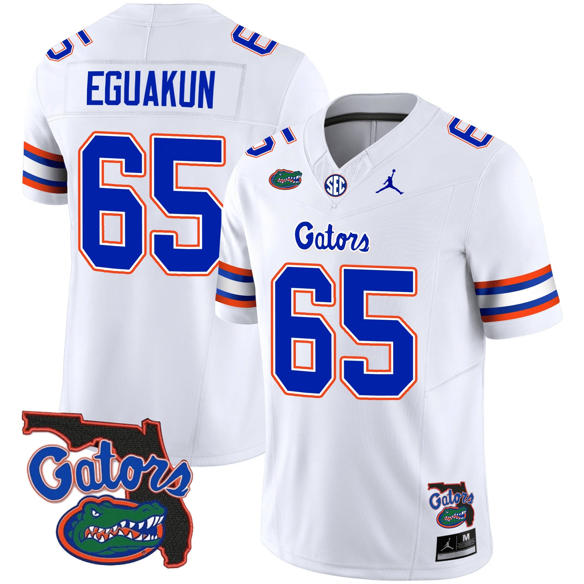 Men's Florida Gators 2023 Vapor Limited Jersey - Florida Map - All Stitched - White, Kingsley Eguakun