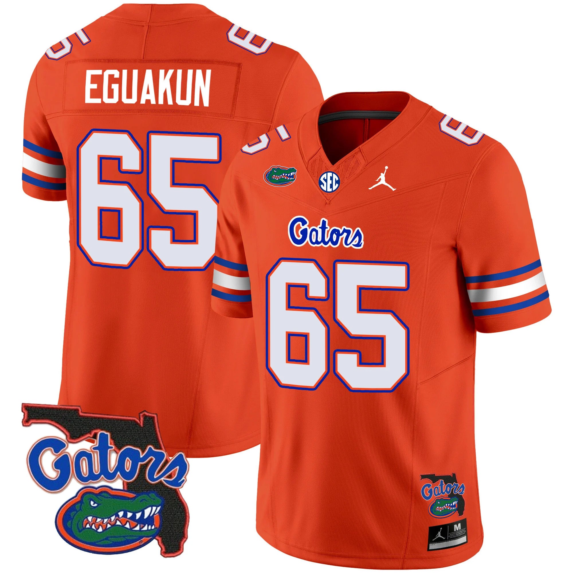 Men's Florida Gators 2023 Vapor Limited Jersey - Florida Map - All Stitched - Orange, Kingsley Eguakun