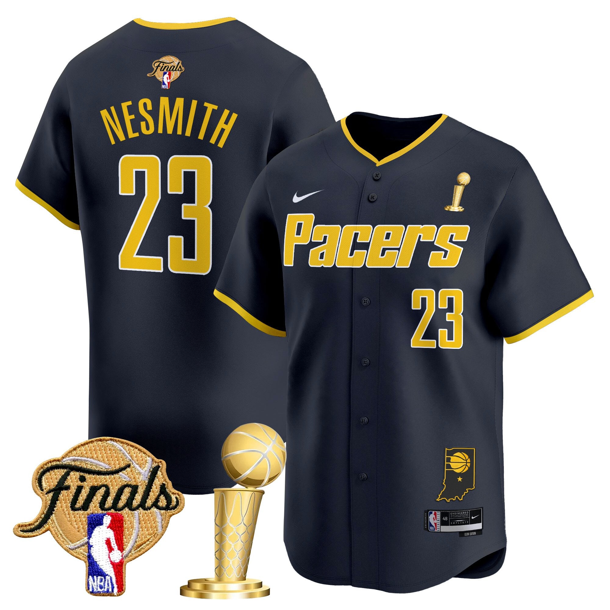 Men's Indiana Pacers 2025 Champions Vapor Baseball Jersey - All Stitched - Icon, Aaron Nesmith