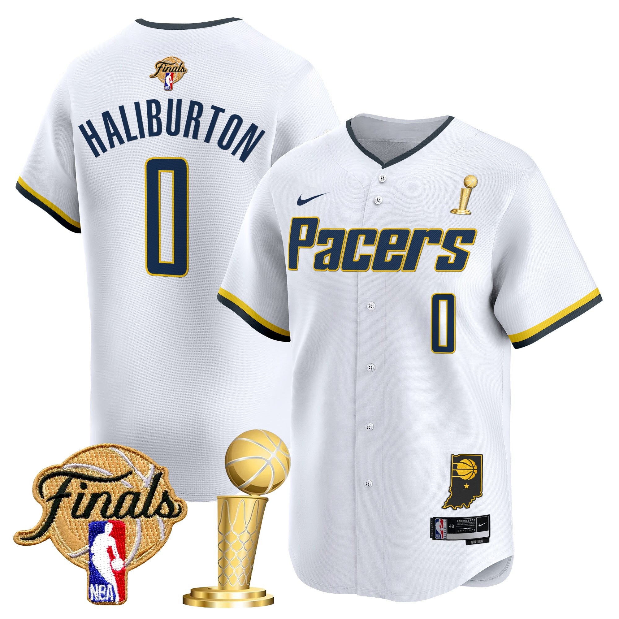 Men's Indiana Pacers 2025 Champions Vapor Baseball Jersey - All Stitched - Association, Tyrese Haliburton