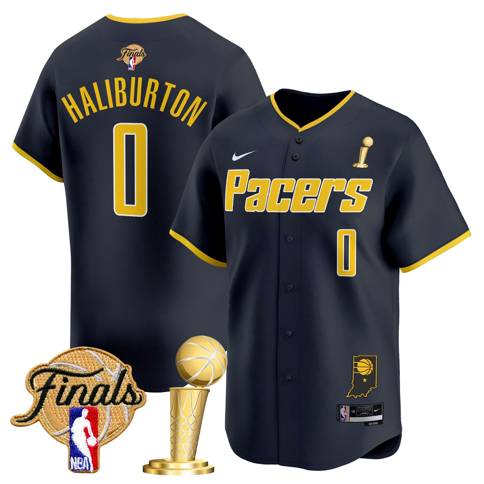 Men's Indiana Pacers 2025 Champions Vapor Baseball Jersey - All Stitched - Icon, Tyrese Haliburton