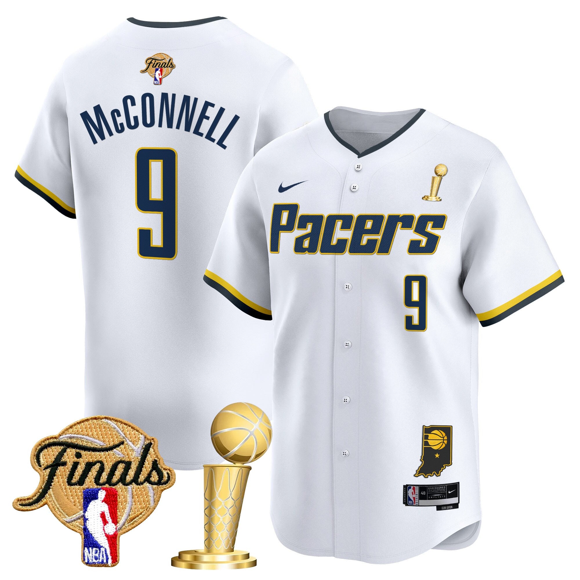 Men's Indiana Pacers 2025 Champions Vapor Baseball Jersey - All Stitched - Association, T.J. McConnell