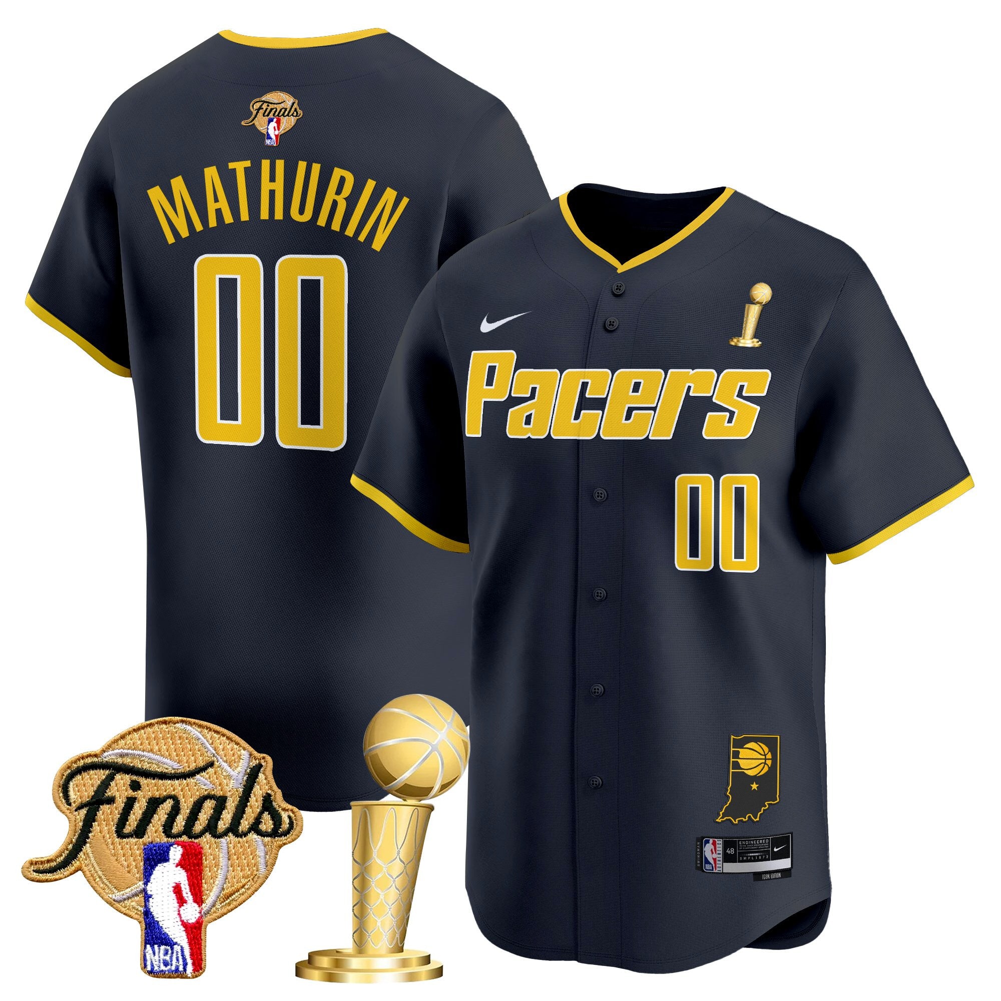 Men's Indiana Pacers 2025 Champions Vapor Baseball Jersey - All Stitched - Icon, Bennedict Mathurin