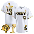 Men's Indiana Pacers 2025 Champions Vapor Baseball Jersey - All Stitched - White Gold, Pascal Siakam