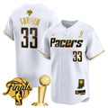 Men's Indiana Pacers 2025 Champions Vapor Baseball Jersey - All Stitched - White Gold, Myles Turner