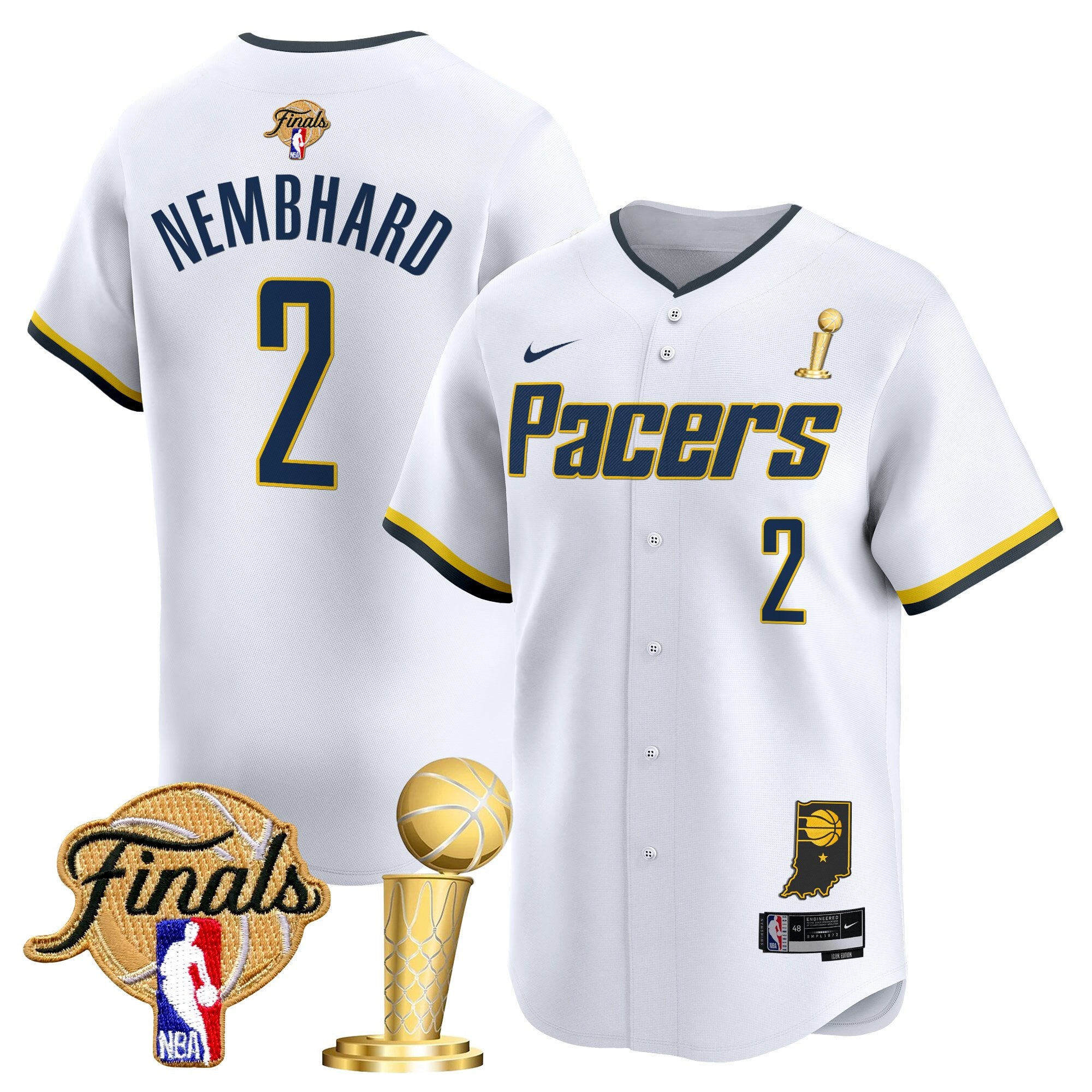Men's Indiana Pacers 2025 Champions Vapor Baseball Jersey - All Stitched - Association, Andrew Nembhard