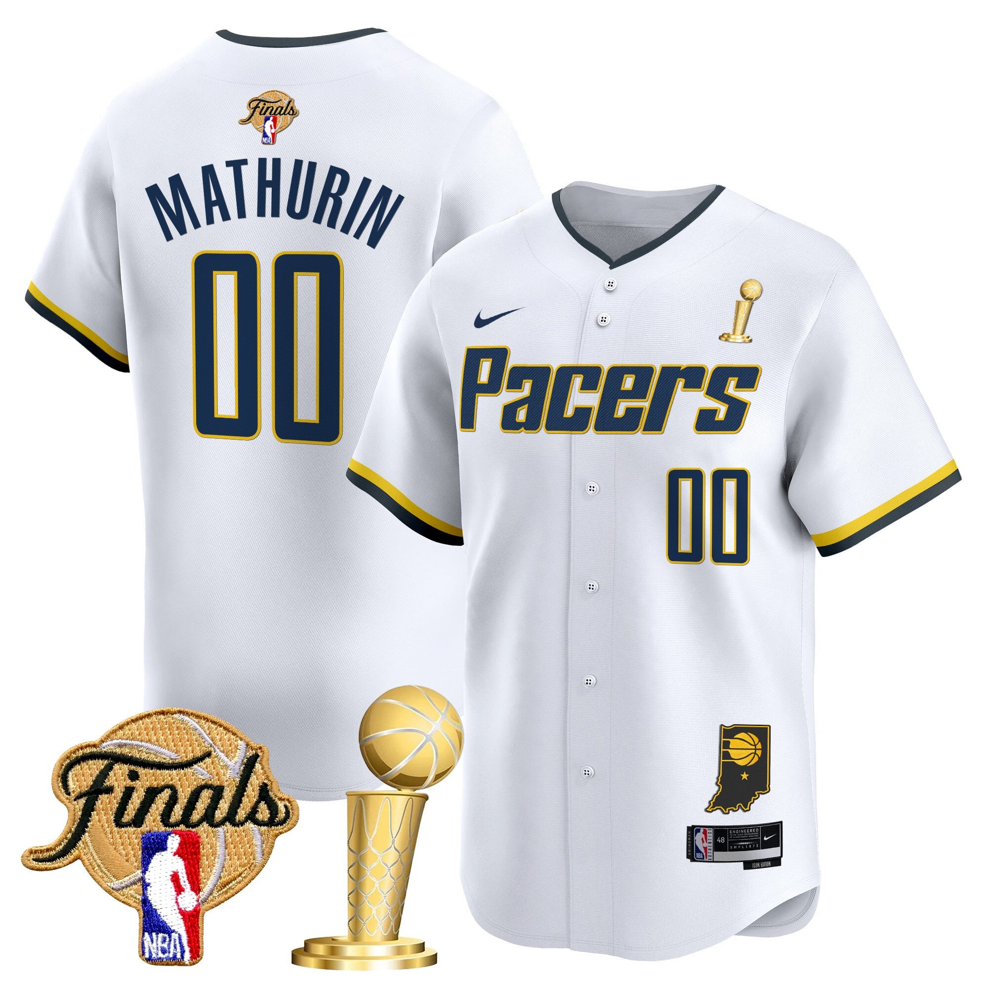 Men's Indiana Pacers 2025 Champions Vapor Baseball Jersey - All Stitched - Association, Bennedict Mathurin