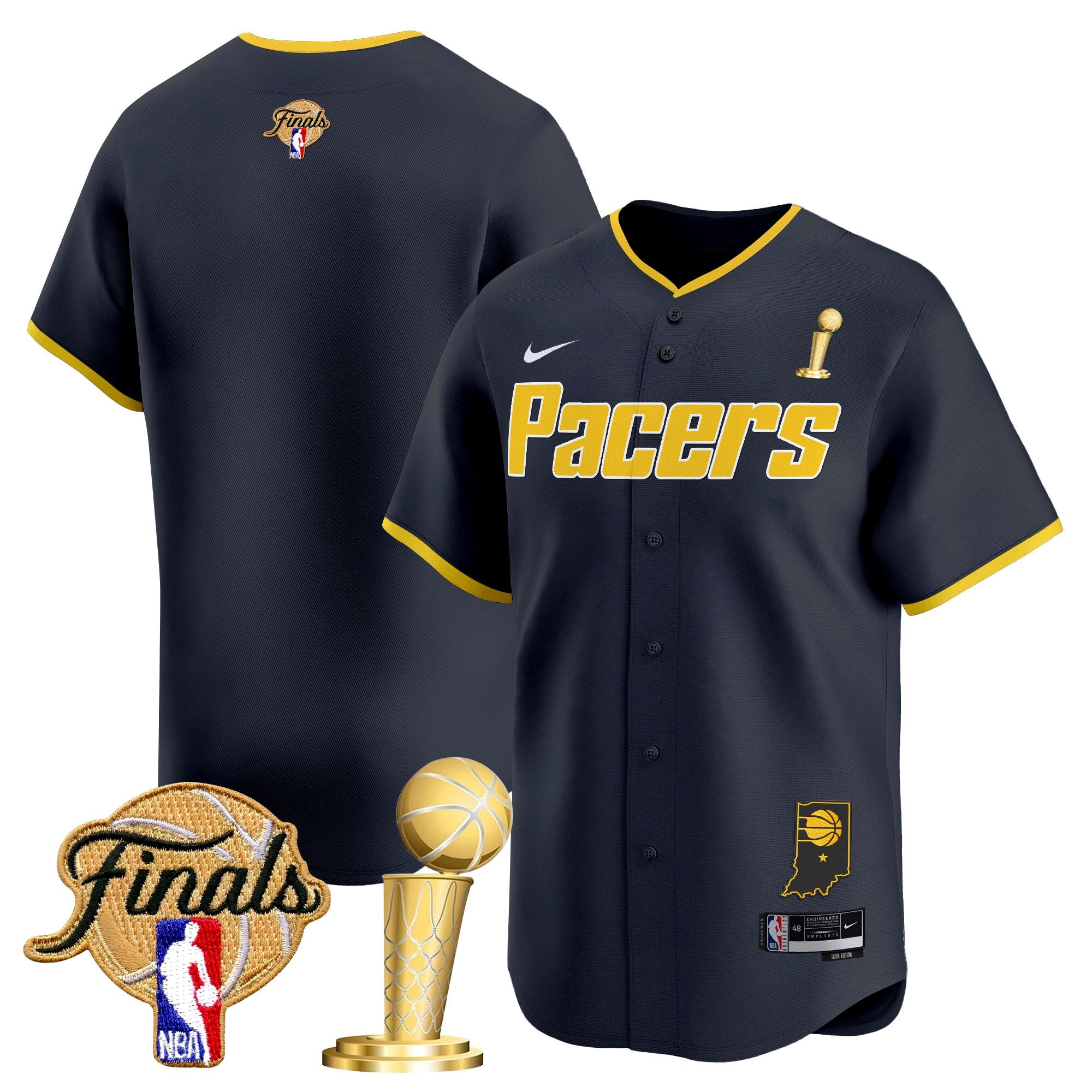 Men's Indiana Pacers 2025 Champions Vapor Baseball Jersey - All Stitched - Icon, Team