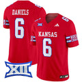 Men's Kansas Jayhawks 2024 Vapor Limited Jersey - All Stitched - Red, Jalon Daniels