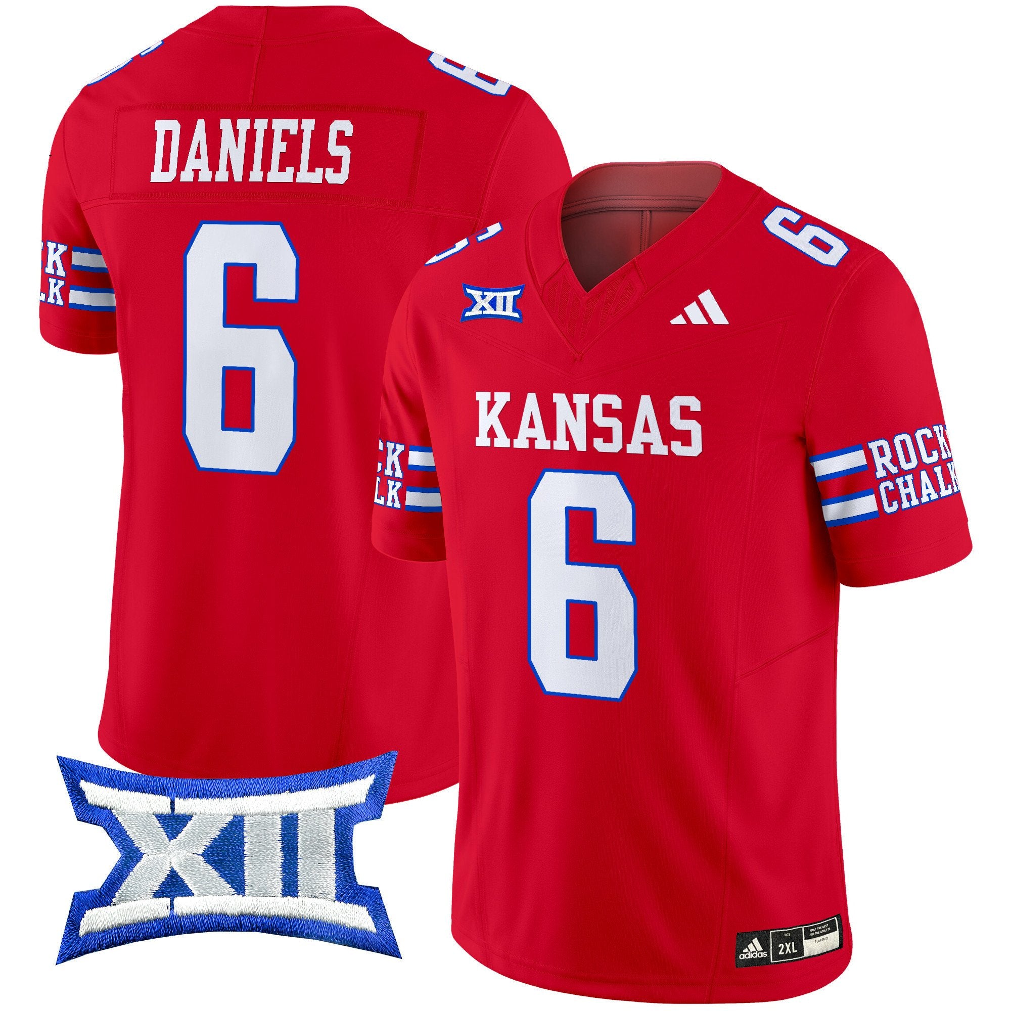 Men's Kansas Jayhawks 2024 Vapor Limited Jersey - All Stitched - Red, Jalon Daniels