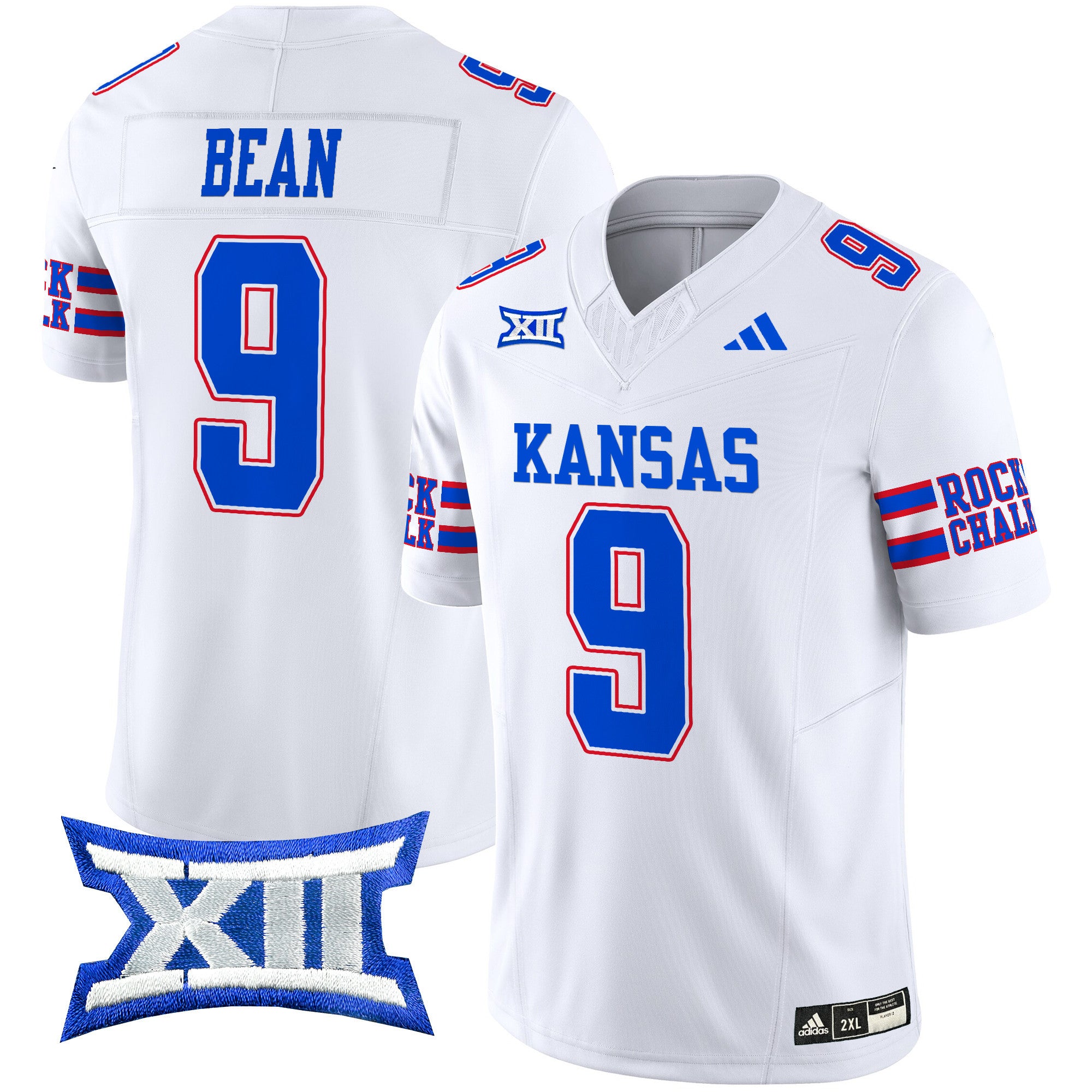 Men's Kansas Jayhawks 2024 Vapor Limited Jersey - All Stitched - White, Jason Bean