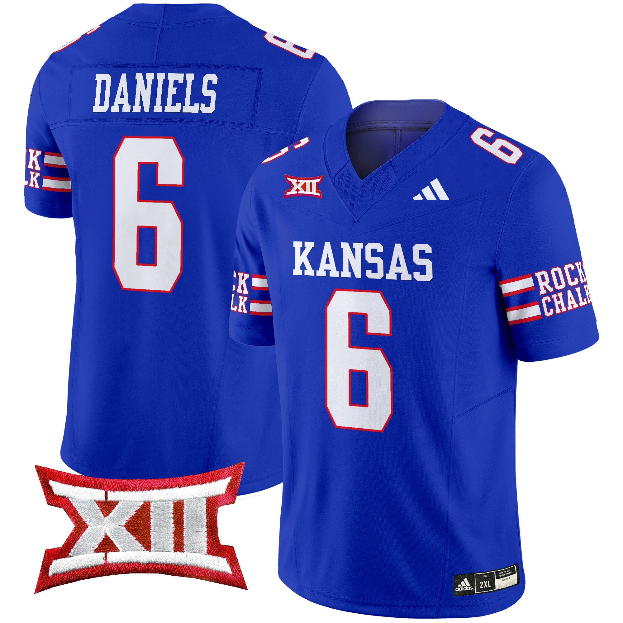 Men's Kansas Jayhawks 2024 Vapor Limited Jersey - All Stitched - Royal, Jalon Daniels