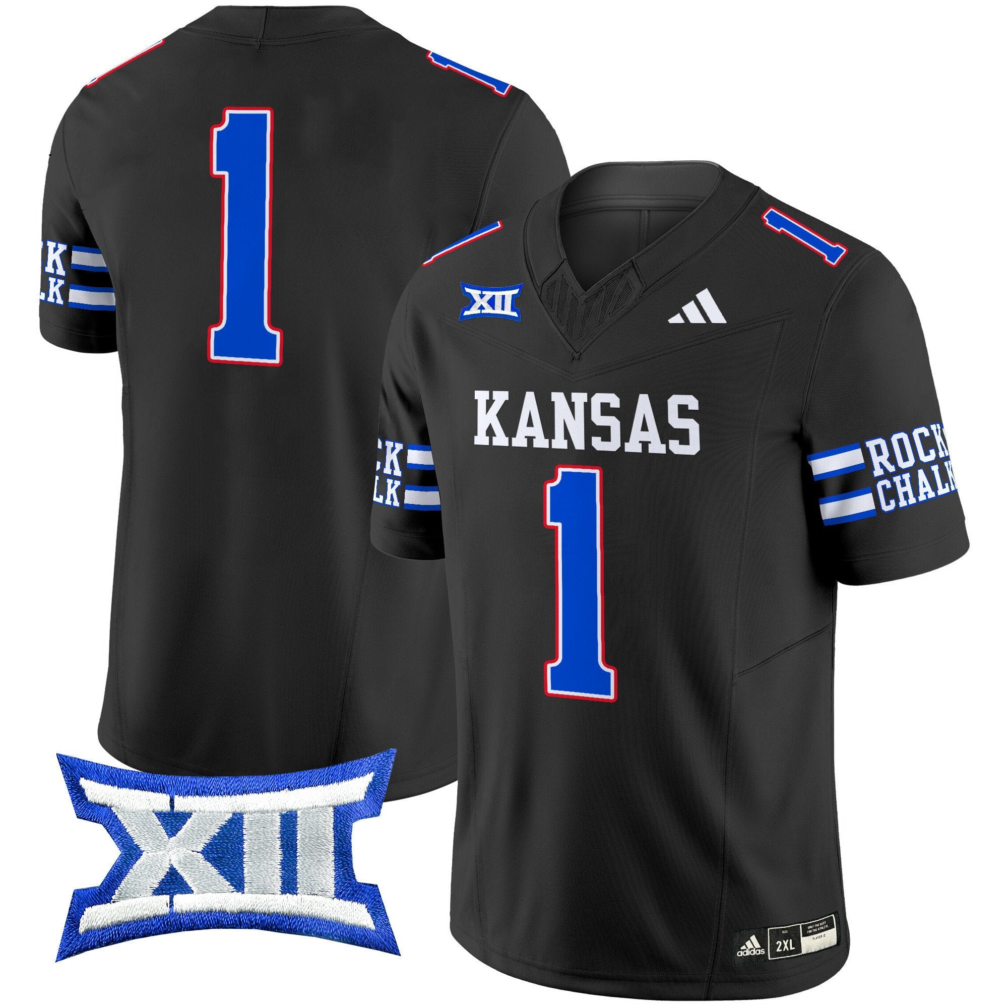 Men's Kansas Jayhawks 2024 Vapor Limited Jersey - All Stitched - Black, #1 Team
