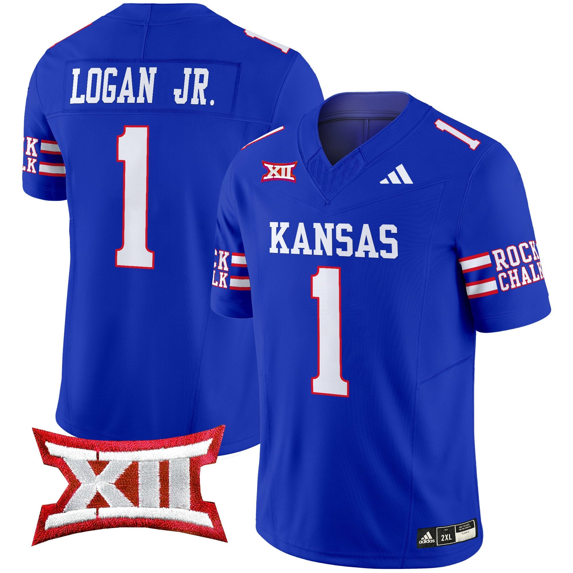 Men's Kansas Jayhawks 2024 Vapor Limited Jersey - All Stitched - Royal, Kenny Logan Jr.